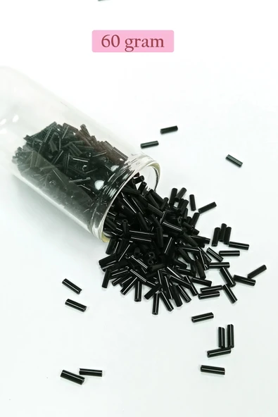 Uzun Boru Kesme Boncuk Çap 2mm Uzunluk 10 mm - 60 Gram - Siyah - BNC280 ürün görseli 1