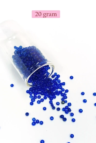 Dökme Cam Kum Boncuk (8/0) 3 mm - 20 Gram - Koyu Mavi - BNC178 ürün görseli 1