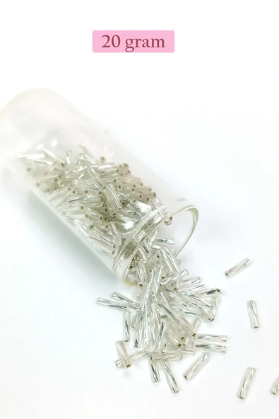 Uzun Boru Kesme Boncuk Çap 2mm Uzunluk 10 mm - 20 Gram - Parlak Gümüş - BNC257 ürün görseli 1