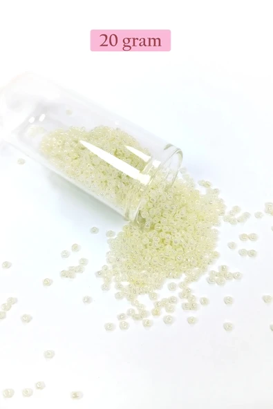 Dökme Cam Kum Boncuk (11/0) 2 mm - 20 Gram -  Krem - BNC012 ürün görseli 1