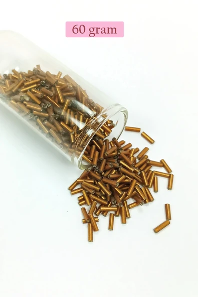 Uzun Boru Kesme Boncuk Çap 2mm Uzunluk 10 mm - 60 Gram - Koyu Altın - BNC265 ürün görseli 1