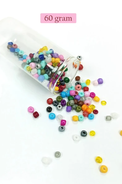 Dökme Cam Kum Boncuk Büyük Boy (6/0) 4 mm - 60 Gram - Karışık Renkli - BNC132 ürün görseli 1