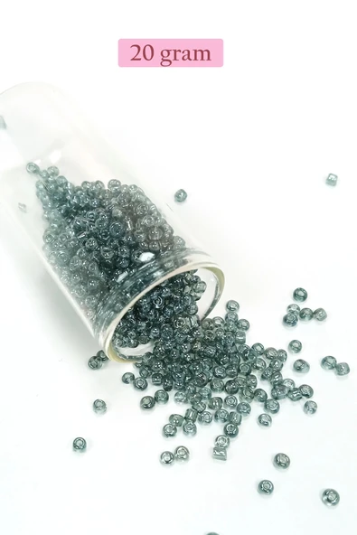Dökme Cam Kum Boncuk (8/0) 3 mm - 20 Gram - Şeffaf Gri - BNC174 ürün görseli 1