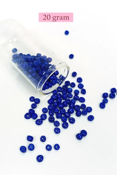 Dökme Cam Kum Boncuk Büyük Boy (6/0) 4 mm - 20 Gram - Koyu Mavi - BNC103 ürün görseli 1