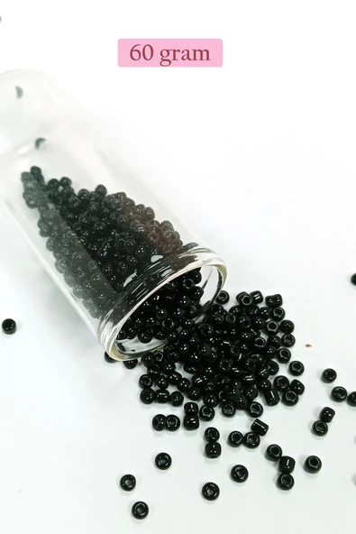 Dökme Cam Kum Boncuk (8/0) 3 mm - 60 Gram - Parlak Siyah - BNC211 ürün görseli 1