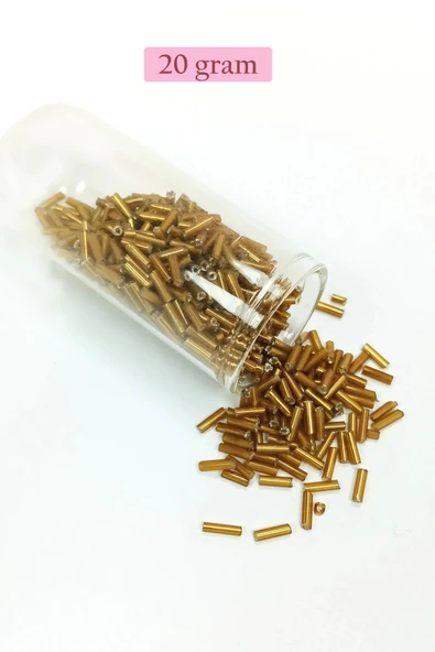 Uzun Boru Kesme Boncuk Çap 2mm Uzunluk 10 mm - 20 Gram - Altın Sarısı - BNC231 ürün görseli 1