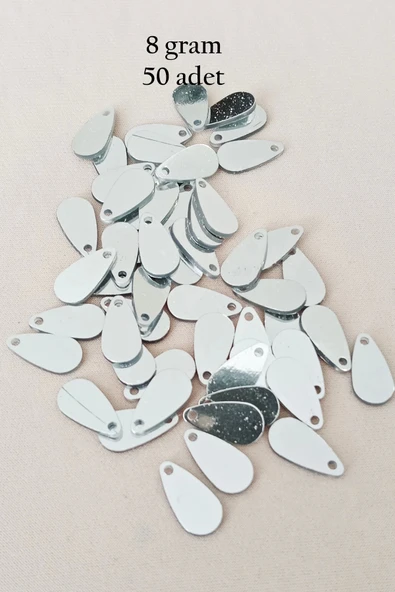 Oya Abiye Bileklik Kolye Pleksi Metalik Plastik Pul Gümüş Renk 8 gram 50 adet - BNC531 ürün görseli 1