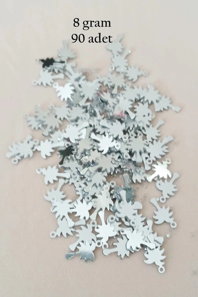 Oya Abiye Bileklik Kolye Pleksi Metalik Plastik Pul Gümüş Renk 8 gram 90 adet - BNC506 ürün görseli 1