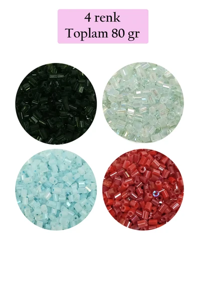 Kesme Cam Boncuk 2mm - 4 Renk - Toplam 80 Gram - BNC439 ürün görseli 1