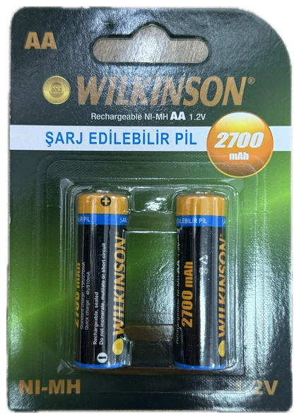 KALİTE Şarjlı Pil Kalem pil 2700 mah 2li Kart ürün görseli 1