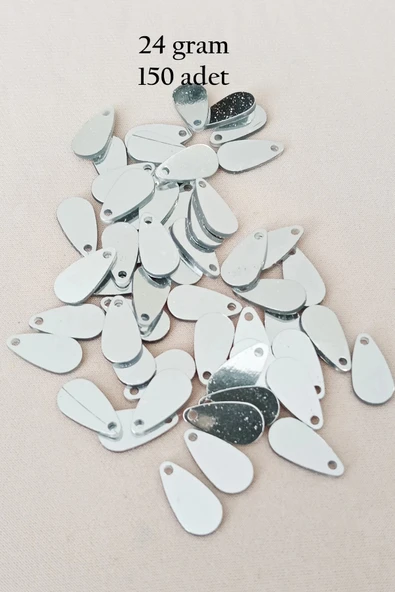Oya Abiye Bileklik Kolye Pleksi Metalik Plastik Pul Gümüş Renk 24 gram 150 adet - BNC591 ürün görseli 1