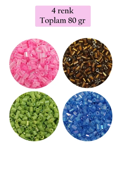 Kesme Cam Boncuk 2mm - 4 Renk - Toplam 80 Gram - BNC440 ürün görseli 1