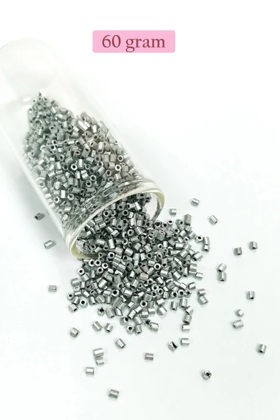 Kesme Cam Boncuk 2mm - 60 Gram - Mat Gümüş - BNC381 ürün görseli 1