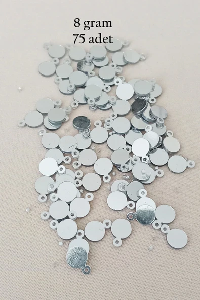 Oya Abiye Bileklik Kolye Pleksi Metalik Plastik Pul Gümüş Renk 8 gram 75 adet - BNC520 ürün görseli 1
