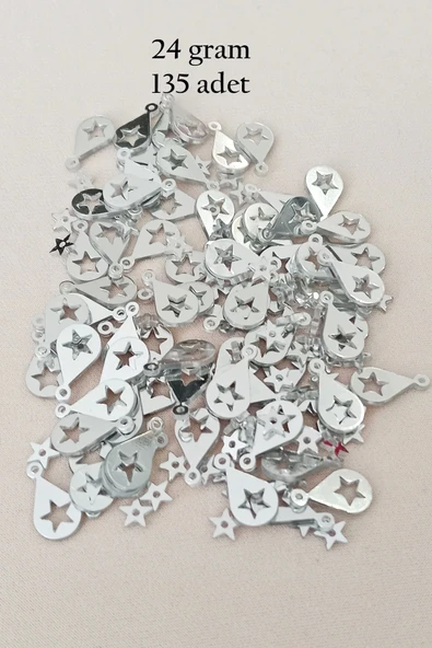 Oya Abiye Bileklik Kolye Pleksi Metalik Plastik Pul Gümüş Renk 24 gram 195 adet - BNC581 ürün görseli 1
