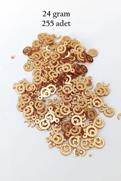 Oya Abiye Bileklik Kolye Pleksi Metalik Plastik Pul Altın Renk 24 gram 255 adet - BNC543 ürün görseli 1