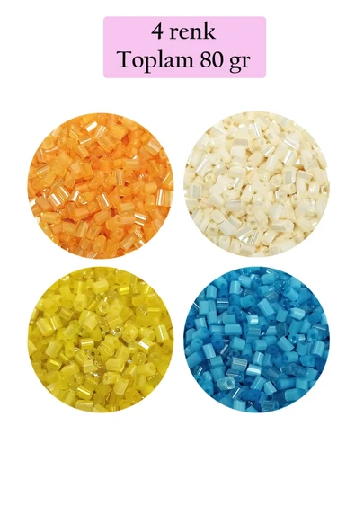 Kesme Cam Boncuk 2mm - 4 Renk - Toplam 80 Gram - BNC443 ürün görseli 1