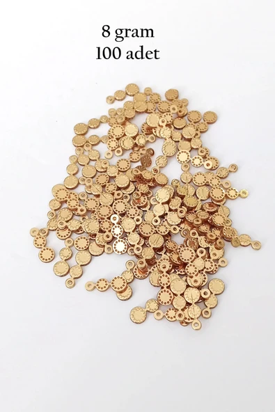 Oya Abiye Bileklik Kolye Pleksi Metalik Plastik Pul Altın Renk 8 gram 100 adet - BNC498 ürün görseli 1