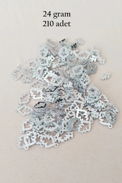 Oya Abiye Bileklik Kolye Pleksi Metalik Plastik Pul Gümüş Renk 24 gram 210 adet - BNC573 ürün görseli 1