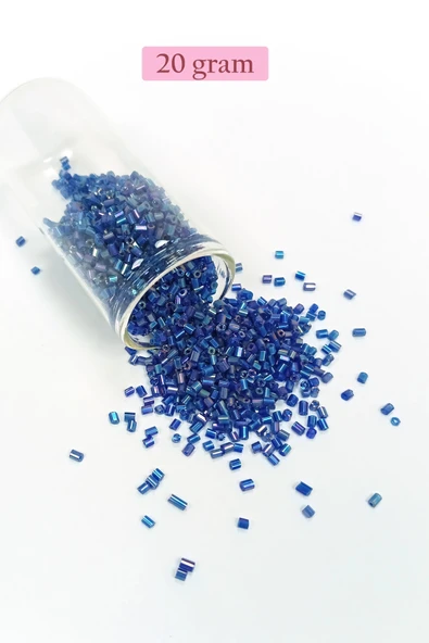 Kesme Cam Boncuk 2mm - 20 Gram - Koyu Mavi -BNC344 ürün görseli 1