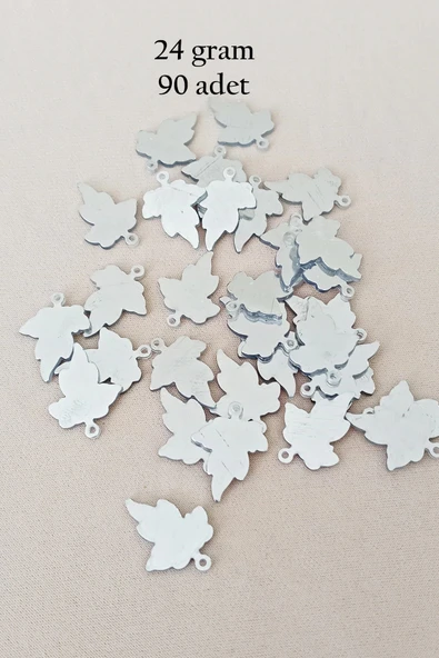 Oya Abiye Bileklik Kolye Pleksi Metalik Plastik Pul Gümüş Renk 24 gram 90 adet - BNC592 ürün görseli 1