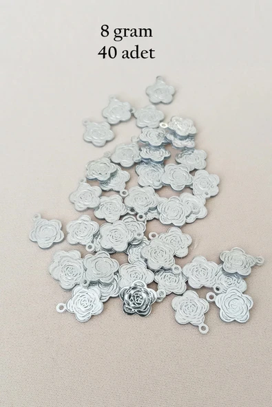Oya Abiye Bileklik Kolye Pleksi Metalik Plastik Pul Gümüş Renk 8 gram 40 adet - BNC524 ürün görseli 1