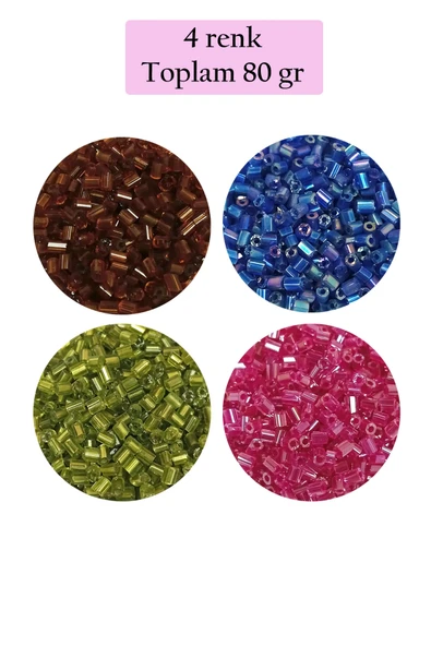 Kesme Cam Boncuk 2mm - 4 Renk - Toplam 80 Gram - BNC445 ürün görseli 1