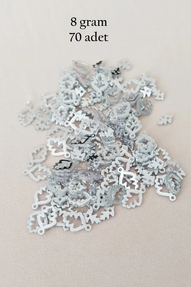 Oya Abiye Bileklik Kolye Pleksi Metalik Plastik Pul Gümüş Renk 8 gram 70 adet - BNC513 ürün görseli 1