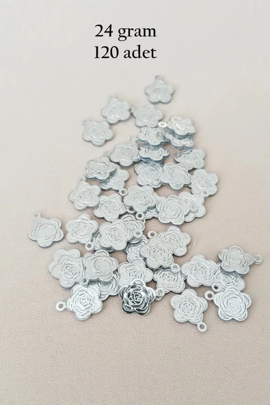 Oya Abiye Bileklik Kolye Pleksi Metalik Plastik Pul Gümüş Renk 24 gram 120 adet - BNC584 ürün görseli 1