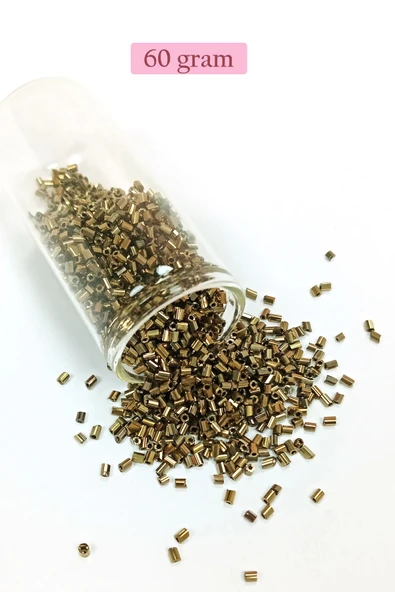 Kesme Cam Boncuk 2mm - 60 Gram - Metalik Sarı - BNC390 ürün görseli 1