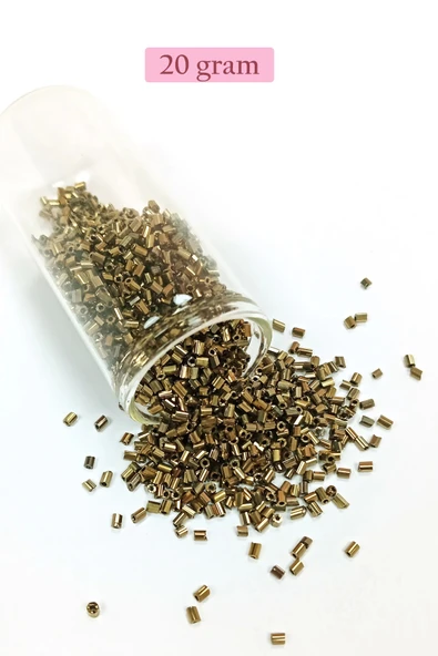 Kesme Cam Boncuk 2mm - 20 Gram - Metalik Sarı -BNC342 ürün görseli 1