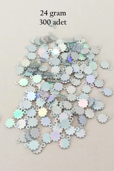 Oya Abiye Bileklik Kolye Pleksi Metalik Plastik Pul Gümüş Renk 24 gram 300 adet - BNC578 ürün görseli 1