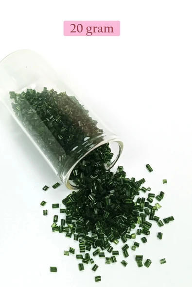 Kesme Cam Boncuk 2mm - 20 Gram - Şeffaf Koyu Yeşil -BNC319 ürün görseli 1