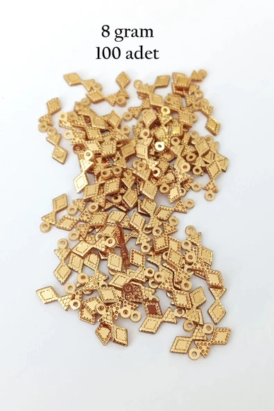 Oya Abiye Bileklik Kolye Pleksi Metalik Plastik Pul Altın Renk 8 gram 100 adet - BNC476 ürün görseli 1