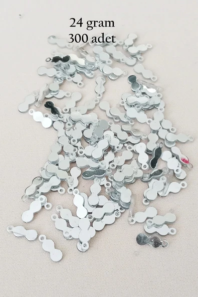 Oya Abiye Bileklik Kolye Pleksi Metalik Plastik Pul Gümüş Renk 24 gram 300 adet - BNC568 ürün görseli 1