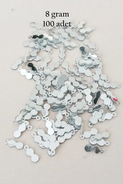 Oya Abiye Bileklik Kolye Pleksi Metalik Plastik Pul Gümüş Renk 8 gram 100 adet - BNC508 ürün görseli 1