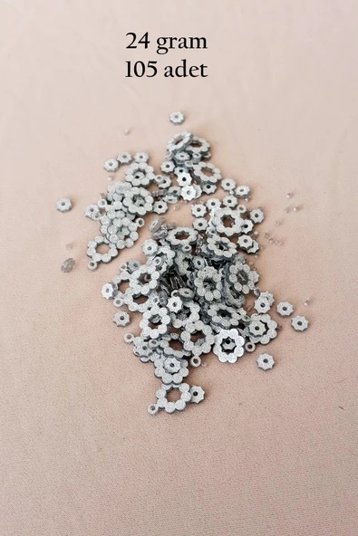 Oya Abiye Bileklik Kolye Pleksi Metalik Plastik Pul Gümüş Renk 24 gram 105 adet - BNC561 ürün görseli 1