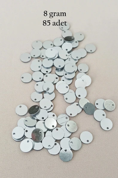 Oya Abiye Bileklik Kolye Pleksi Metalik Plastik Pul Gümüş Renk 8 gram 85 adet - BNC523 ürün görseli 1