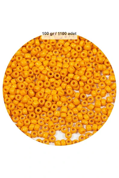 Turuncu Renk 4 mm Yaklaşık 1100 adet / 100 gram Cam Boncuk Oya Yazma Bileklik ve Kolye ürün görseli 1