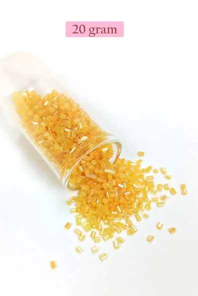 Kesme Cam Boncuk 2mm - 20 Gram - Şeffaf Koyu Sarı -BNC313 ürün görseli 1