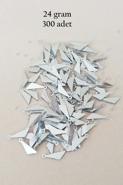 Oya Abiye Bileklik Kolye Pleksi Metalik Plastik Pul Gümüş Renk 24 gram 300 adet - BNC593 ürün görseli 1