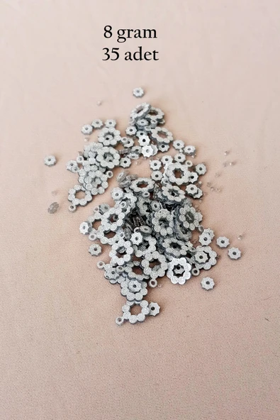 Oya Abiye Bileklik Kolye Pleksi Metalik Plastik Pul Gümüş Renk 8 gram 35 adet - BNC501 ürün görseli 1