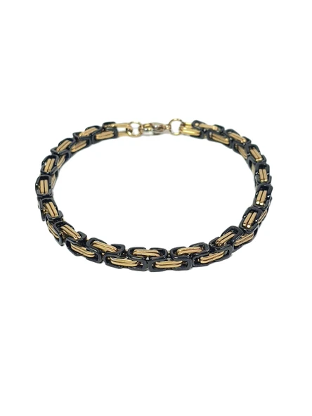 JTAW25BLK1576 PASLANMAZ ÇELİK KRAL TASARIM GOLD BLACK RENK GARANTİLİ HEDİYE KUTULU JANTİ ÇELİK BİLEKLİK ürün görseli 1