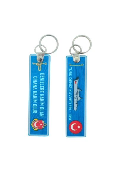 Denizlere Hakim olan Dünyaya Hakim Olur Deniz Kuvvetleri Çift Taraflı Anahtarlık 3D, (12cm x 3cm) ürün görseli 1