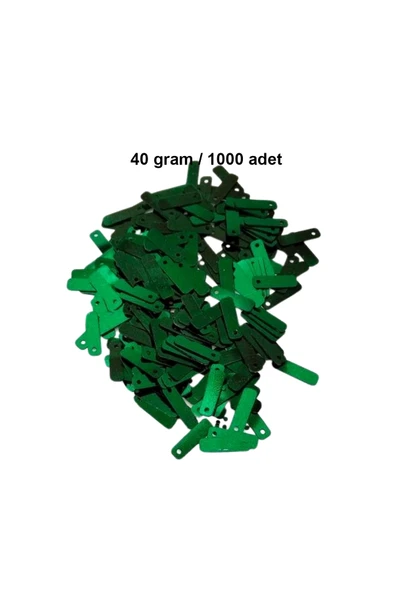 Koyu Yeşil 15 x 5 mm Dantel Oya Yazma Halhal Abiye Lazer Kesim Pul 1000 adet / 40 gram ürün görseli 1