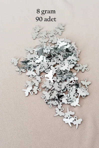 Oya Abiye Bileklik Kolye Pleksi Metalik Plastik Pul Gümüş Renk 8 gram 90 adet - BNC503 ürün görseli 1