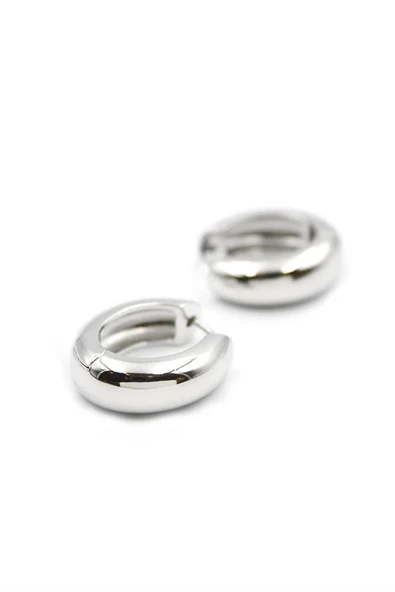 Oval Halka Küpe - Gümüş - Resim 2