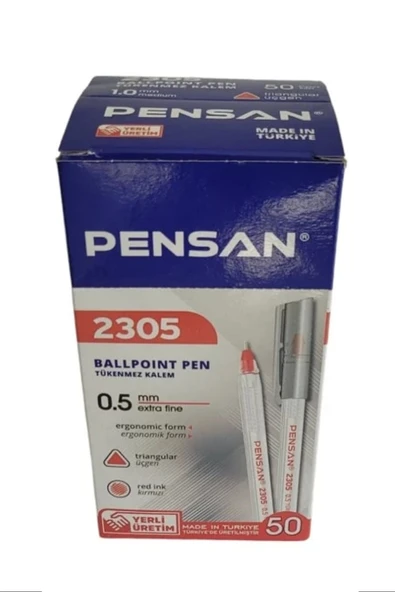 Pensan Büro Tükenmez Kalem 0.5 Mm. Kırmızı 50'li ürün görseli 1