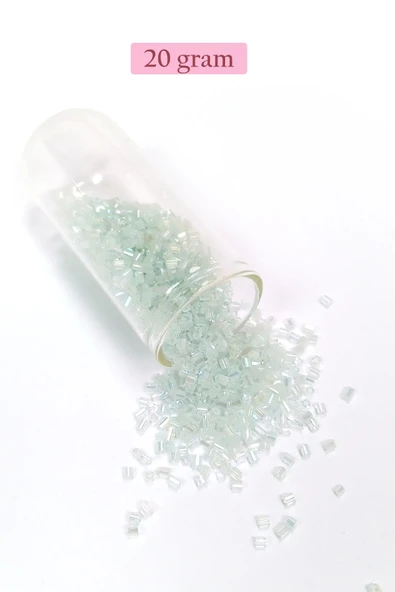 Kesme Cam Boncuk 2mm - 20 Gram - Şeffaf Beyaz -BNC320 ürün görseli 1