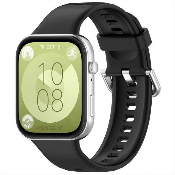 Huawei Watch Fit 3 Uyumlu Yumuşak Soft Tokalı Silikon Kordon  Siyah ürün görseli 1